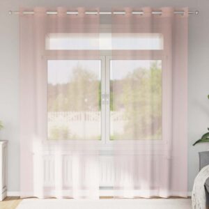 vidaXL Voile gardiner med genomföringar 2 st ljusrosa 140x225 cm