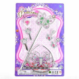 Prinsesskrona Set fr Barn / Tiara / Diadem - 7-delar