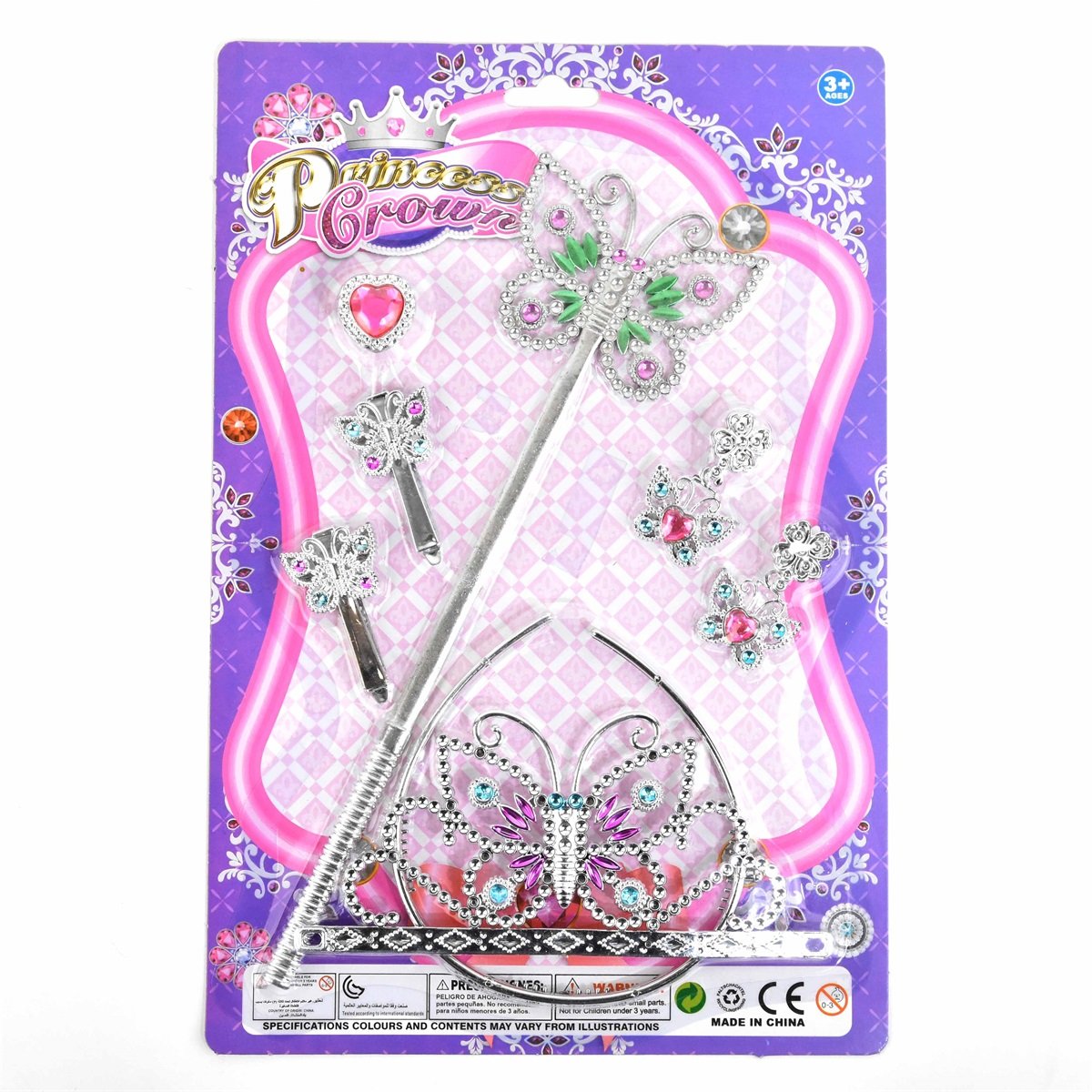 Prinsesskrona Set fr Barn / Tiara / Diadem - 7-delar