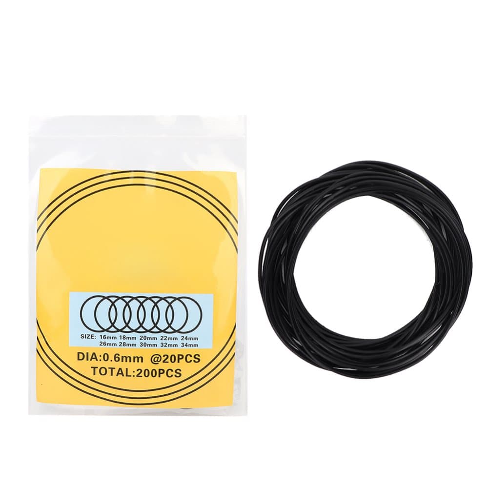 200 st O-ring vattentt gummittning fr klockbaksida, ttningsringar, reparationsverktyg (0,6 mm)