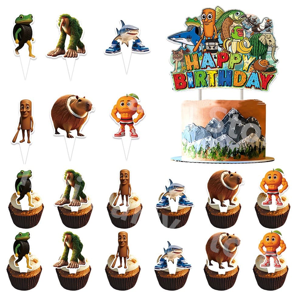 Italiensk Brainrot Trtdekoration Cupcake Toppers Fdelsedagsdekoration Flickor Barn Pojke Festdekorationer Baby Shower Party Favors