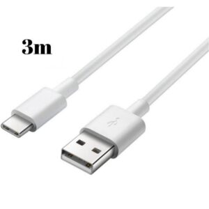USB-C-kabel fr Samsung A22 4G - A22 5G - A03S - Laddkabel Typ USB-C Vit 3 Meter Phonillico