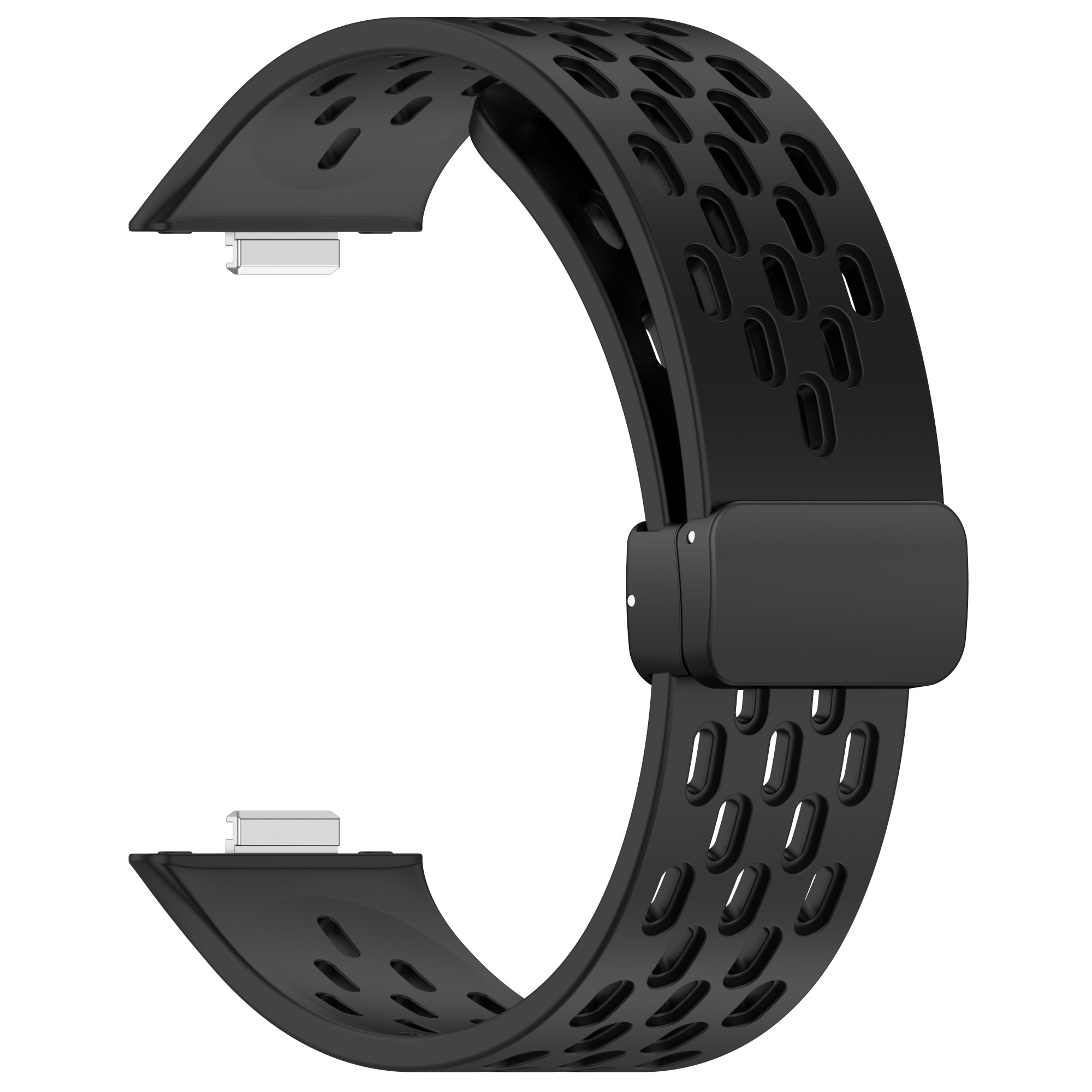Huawei Watch Fit 3 Andningsbart silikonarmband med magnetspänne Black