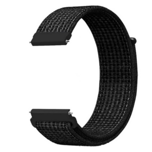 Nylon Loop Armband för compatible with Samsung Watch 4/5/6 & compatible with Huawei GT4 - Bekväm och Stilren Black 22 mm