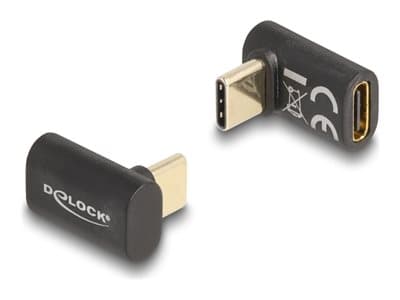 Delock - USB-adapter - 24 pin USB-C (hane) vinklad till 24 pin USB-C (hona) - USB 3.2 / Thunderbolt 3 / DisplayPort 1.4 - 20 V - 5 A - Std fr Power