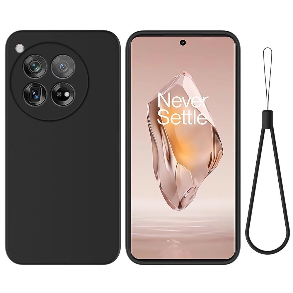 Matt OnePlus 12R / OnePlus Ace 3 skal av flytande silikon - Svart