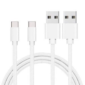 USB-C-kabel för Xiaomi Mi 11 - Mi 11 LITE - Mi 11 LITE 5G - Typ USB-C Nylonflätad Silver Vit 1 Meter [LOT 2] Phonillico®