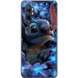 Xiaomi Mi Note 10 Genomskinligt Skal Stitch Bland Blommor
