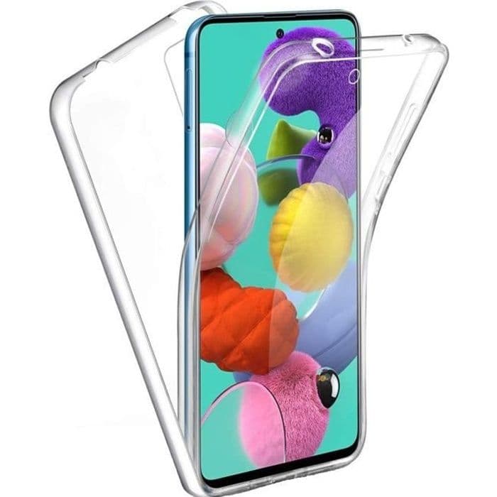 Skal till Samsung Galaxy A51 - Helkroppstransparent TPU-silikongel-skal Mjukt skydd 2 delar framsida baksida Phonillico®