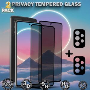 2-Pack Privacy Samsung A52S Skärmskydd & 2-Pack Linsskydd - Härdat Glas 9H - Super kvalitet 3D