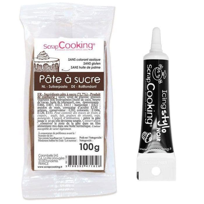 Brun sockerpasta 100 g + Svart glasyrpenna