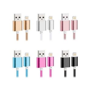 1.5m Slitstark Flätad Metallic Lightning Kabel Quick Charge 3.0