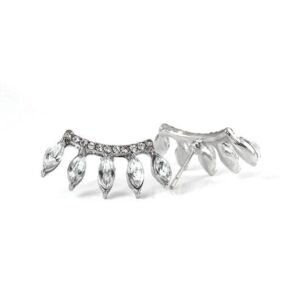 Unika Silver Örhängen - Krona / Droppar med Vita Kristaller / Strass