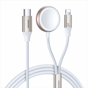 2in1 Lightning-kabel för iPhone och induktiv laddare för Apple Watch USB-C 1,5m vit