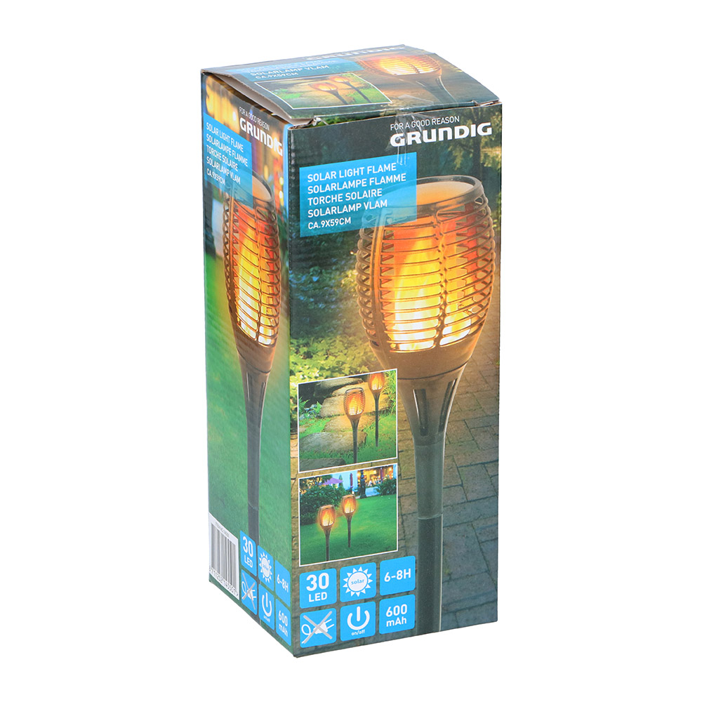 LED Solcellsfackla / Trdgrdsbelysning med naturtroget flammande ljus - perfekt fr trdgrd och uteplats