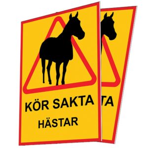 Kr sakta Hstar - Skylt / Varningsskylt - Trafikskylt A3