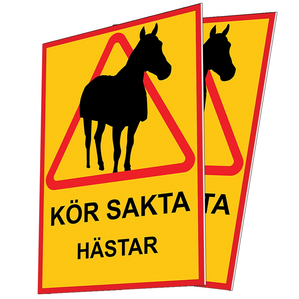 Kr sakta Hstar - Skylt / Varningsskylt - Trafikskylt A3