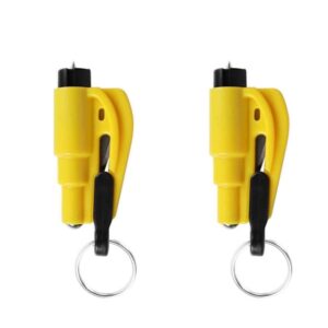 2-pack bilfnsterkross - Andra generationen: Nyckelring skerhetshammare och skerhetsbltesskrare Yellow