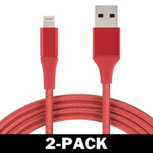 2M Kabel iPhone Laddare Nylon Quick Charge Röd