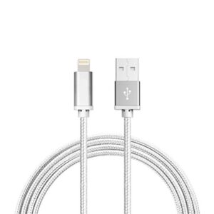 2M Kabel iPhone Laddare Nylon Quick Charge Silver
