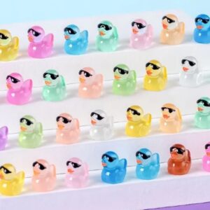 Nyhet 100 st Tiny Ducks Luminous med glasögon Set Dekoration Realistisk Form Hållbar Harts Förtjusande ankor för jul födelsedagsfest Barnens dag