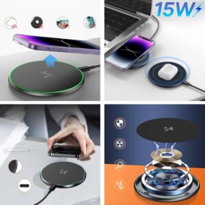 Wozinsky Trdls Laddplatta 15W Qi med USB-C-kabel - Svart