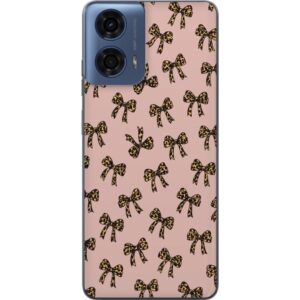 Kompatibelt Mobilskal till Motorola Moto G24 Leopardmnstrade rosetter rosa bakgrund mode tjejigt stt retro mnster snygg inredning