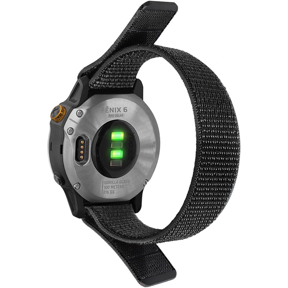 Garmin Fenix 6X klockarmband med nylongla - Svart