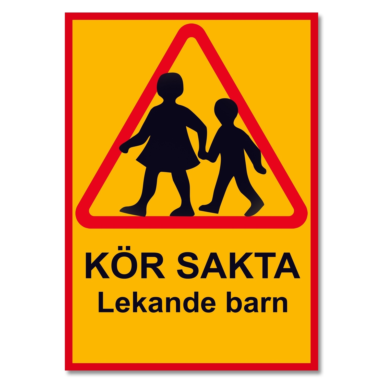 Kör sakta lekande barn - Skylt / Varningsskylt - Trafikskylt