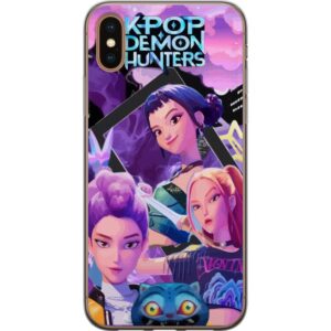 Kompatibelt Mobilskal till Apple iPhone X K-Pop Demon Hunters anime inspirerad futuristisk stad med tre hjältinnor och lila neonljus