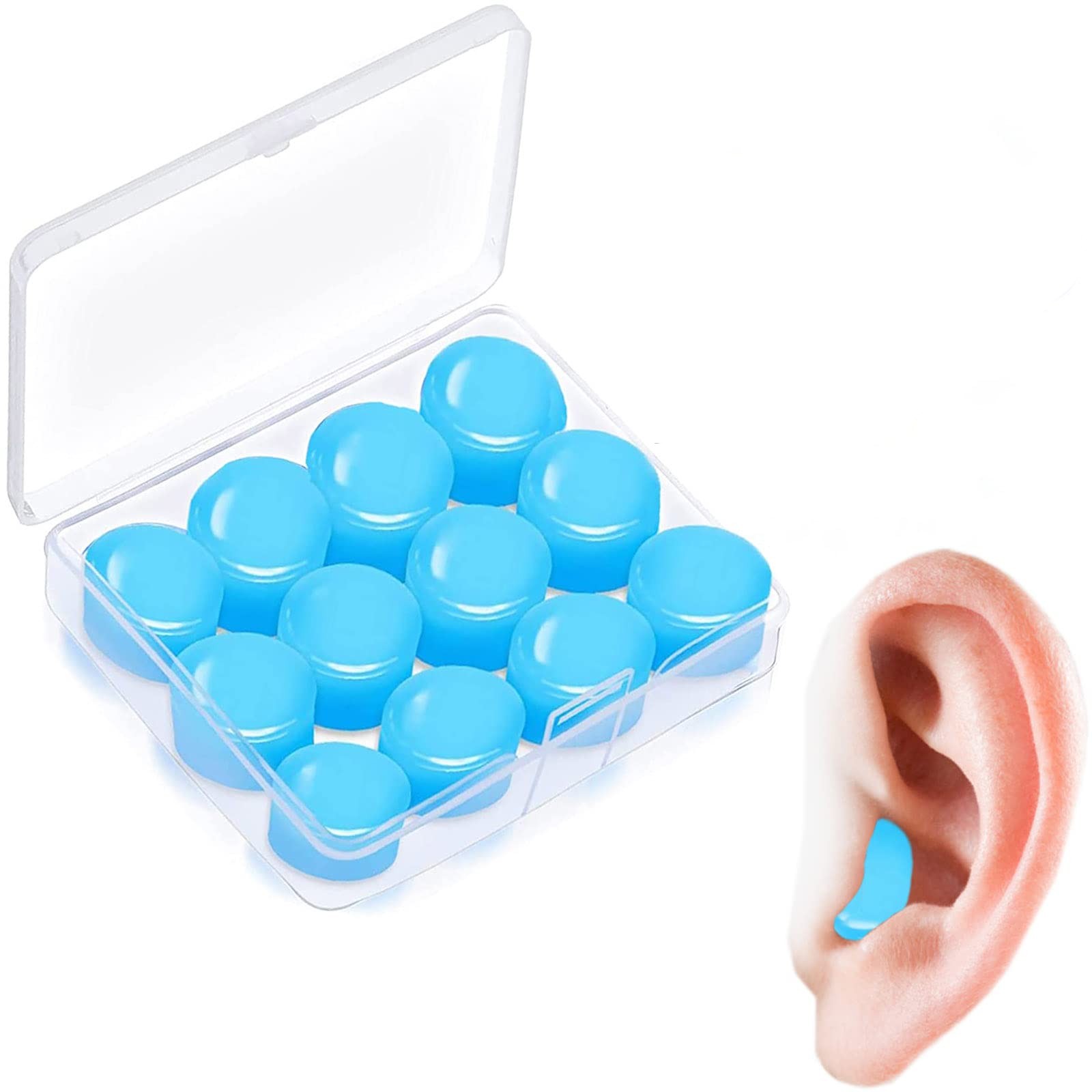 12-pack ljudisolerande öronproppar i silikon Blue
