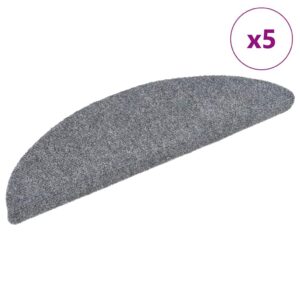 vidaXL Trappstegsmattor sjlvhftande 5 st ljusgr 56x17x3 cm brodyr