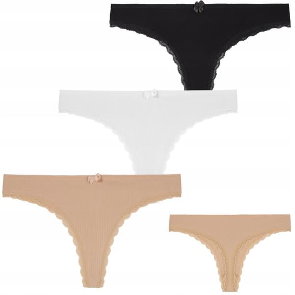 Thongs Damtrosor Bomull Ribbad Spets Moderna MORAJ 3-pack L