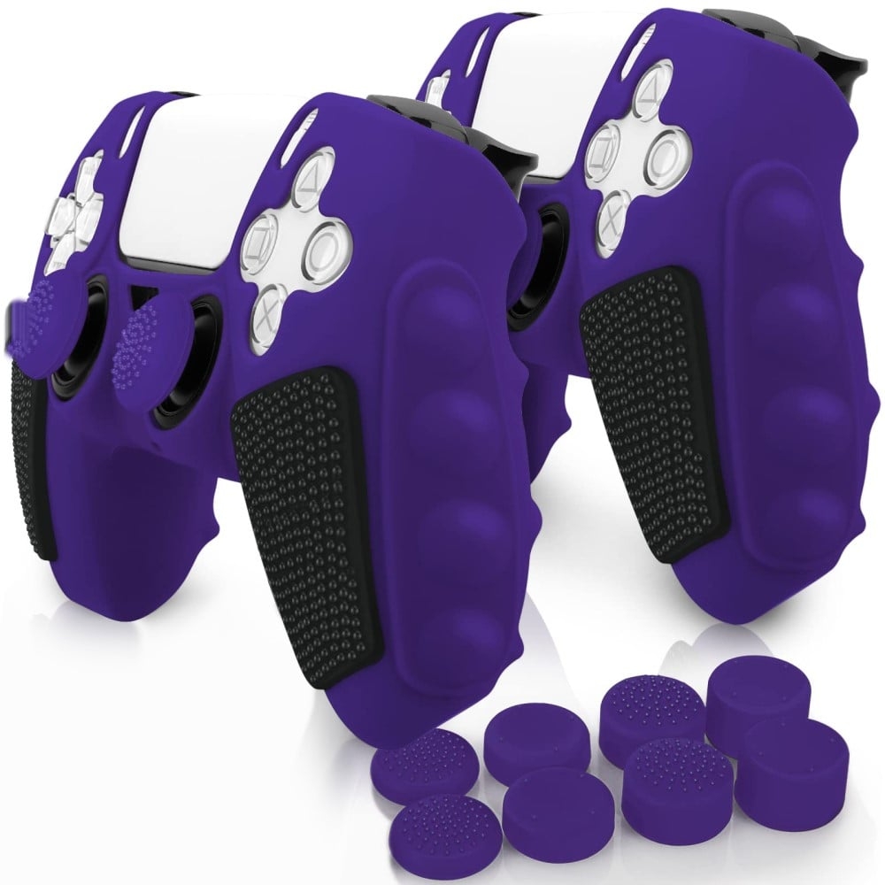 Silikonfodral för PS5-kontroller med 8 Joy-Stick-lock Färgmatchande skyddsfodral - Lila