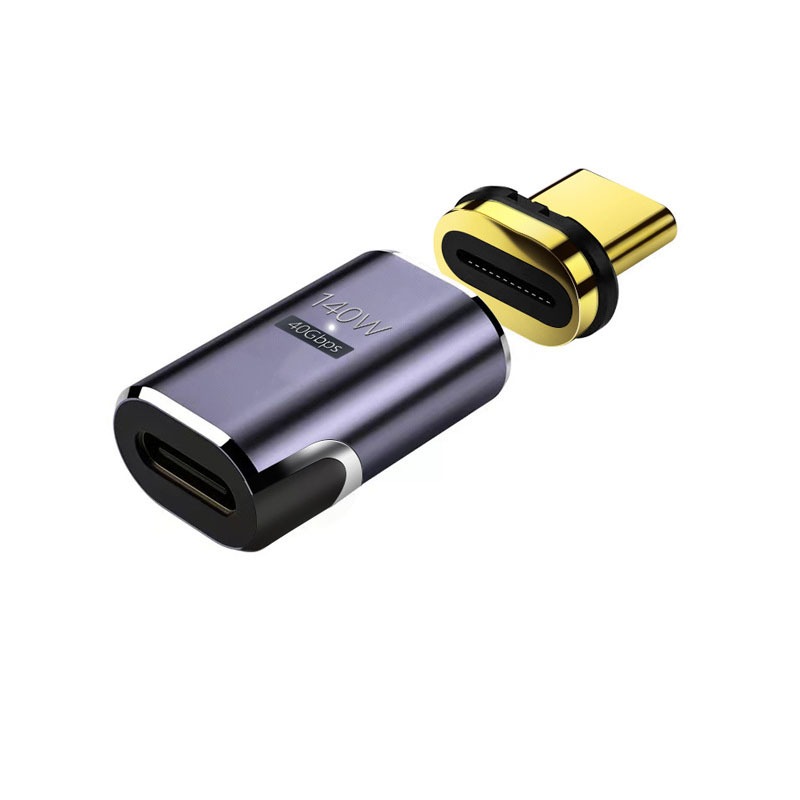 140W Magnetisk USB-C Adapter: Rtvinklig, Hona till Hane, Stdjer 40Gbps Data & 8K Video