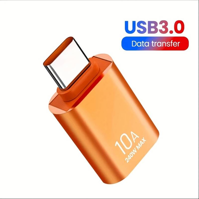 NRDIC USB-A 3.1 OTG hona till USB C hane adapter, USB-C adapter till synk och laddning, aluminium orange