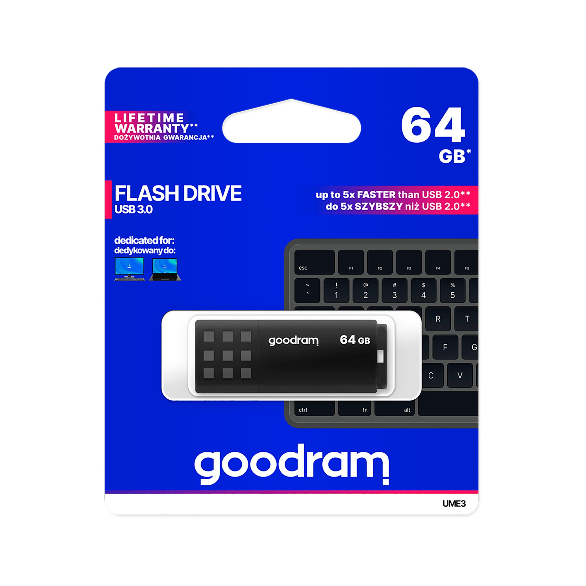 USB-minne Goodram 64 GB USB 3.0 UME3 svart