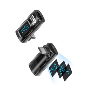 240W USB-C Hona till USB-C Hane Adapter med Digital Display, Stående Böjd Design, Transparent Svart (2-pack)