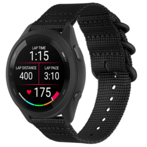 Klockarmband i Nylon för Garmin Forerunner 965/955/945/935/255/265 Black 20 mm