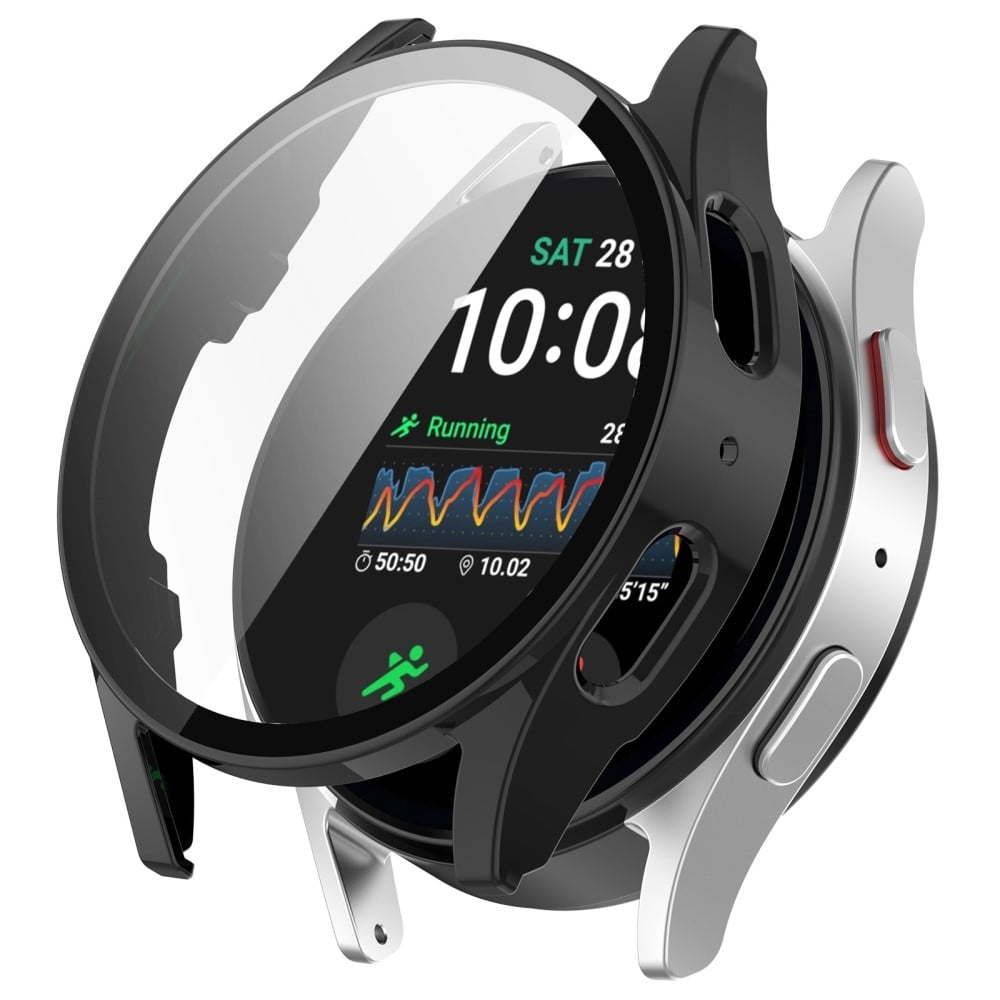 Samsung Galaxy Watch7 40mm integrerat klockfodral skärmskydd av härdat glas - Svart