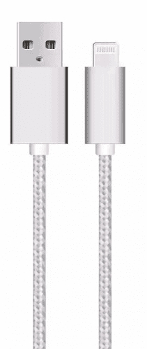 Sign USB kabel med Lightning kontakt för iPhone & iPad Silver/nylon, 1m