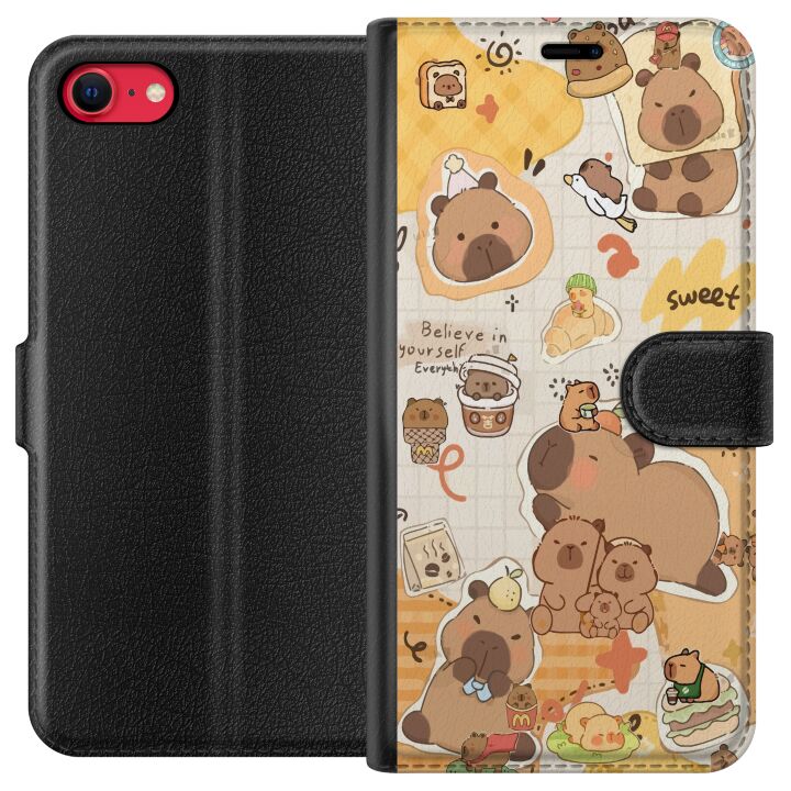Kompatibelt Plånboksfodral till Apple iPhone 7 Kawaii capybara mobilskal med gulliga djurmotiv
