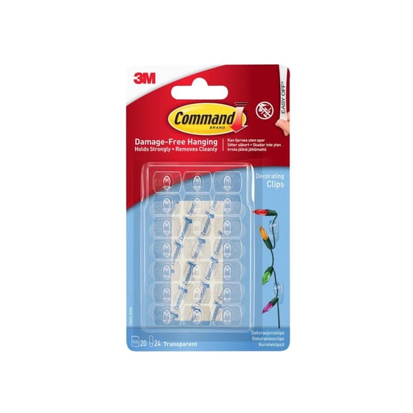 Command genomskinliga dekorationsclips med genomskinliga remsor (frpackning 20)
