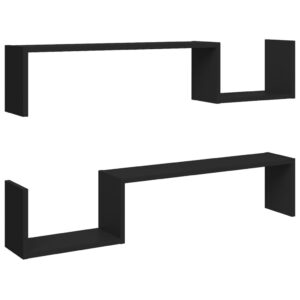 vidaXL Vgghyllor 2 st svart 100x15x20 cm konstruerat tr
