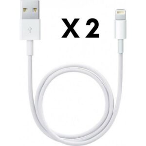 [Kompatibel iPad 2017-2018-AIR-MINI-PRO] Lot 2 Kablar USB Laddare Vit 1 Meter [Phonillico]