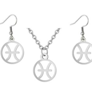 Örhängen Halsband 3-del Stjärntecken FISK Zodiaken Rostfritt