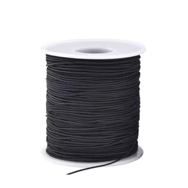 Svart Nylonklädd Elastisk Tråd – 50 meter, 0,6 mm för Smycken