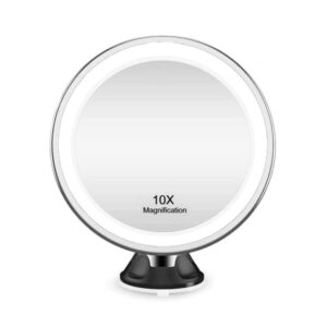 UNIQ Sugkopp Makeup Spegel LED-Ljus & x10 förstoring - Svart