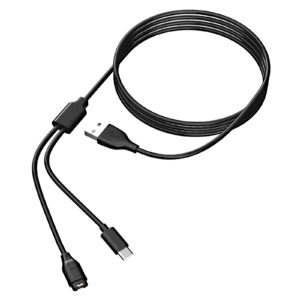 2-i-1 laddare för USB-C mobil och sportklocka Black Garmin Fenix, Forerunner, Vivoactive etc. 1.2 m