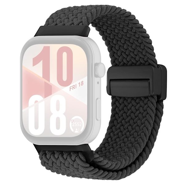 KALEBOL armband för Huawei Watch Fit 4 Pro / Fit 4 / Fit 3 magnetiskt spänne nylonflätat armband - Svart / Svart Spänne